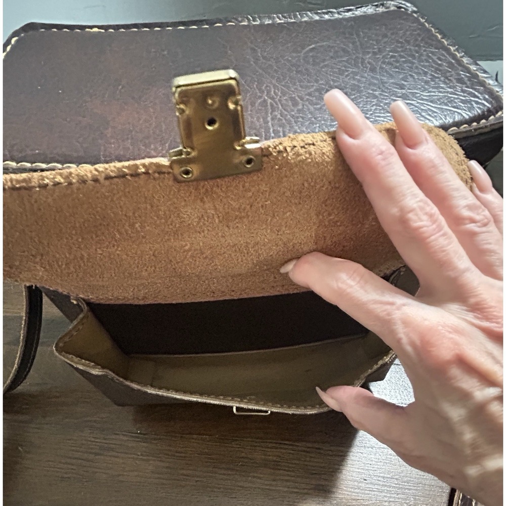 Vintage Camera Bag Brown Leather Carrying Case Shoulder Strap Collectable Prop - Picture 12 of 12
